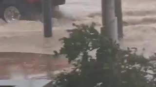 Flooding on the street due to hurricane Norma on the coasts of Baja California Sur in Mexico