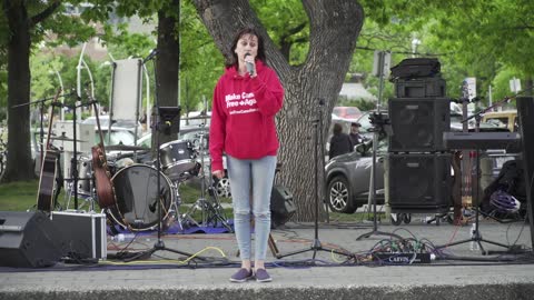 Beatrice Weir speaks at Victoria Day 2021 Kelowna BC Freedom Rally