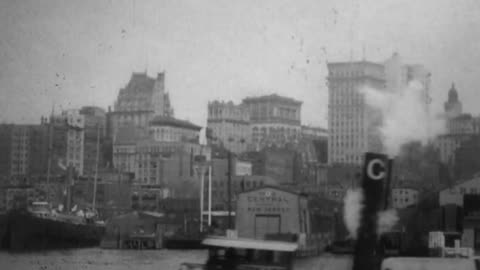 Skyscrapers Of New York City, From The North River (1903 Original Black & White Film)