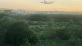 A380 touchdown at London-Heathrow Airport
