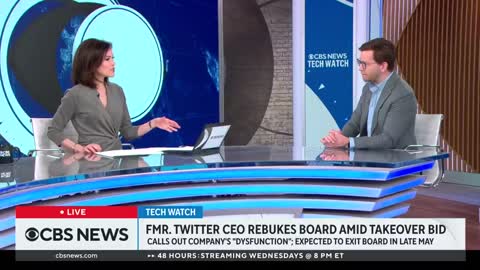 Former Twitter CEO rebukes company's board amid billionaire Elon Musk's takeover bid