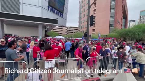 Thousands Lined Up waiting to enter Trump Rally in Phoenix