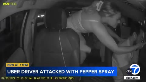 Video captures woman lunging from backseat, pepper spraying Uber driver in NYC