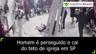 Homem cai do teto de igreja em SP após perseguição; Assista!