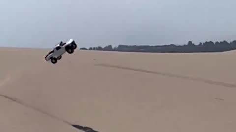 insane truck jump in the desert