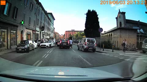 Mercedes Crashes Into Parked Car