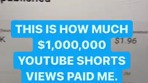 How Much Money 1,000,000 YouTube Shorts Views Pays