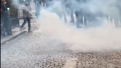 Police clash with Pro Palestine rally attendees in Paris France (Oct. 12, 2023)