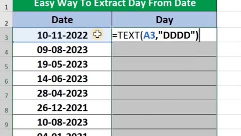 Excel Tips ( Found Day According to date )