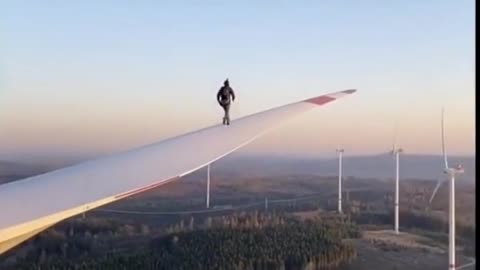 Parachute Jump from a Wind Turbine