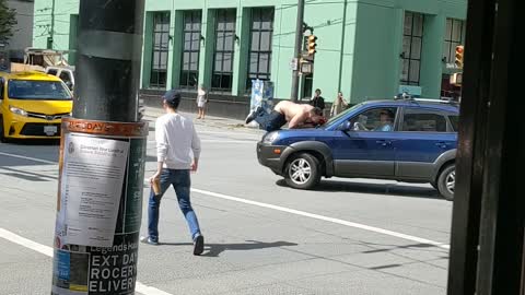 Strange Man Causes A Ruckus In Downtown Vancouver