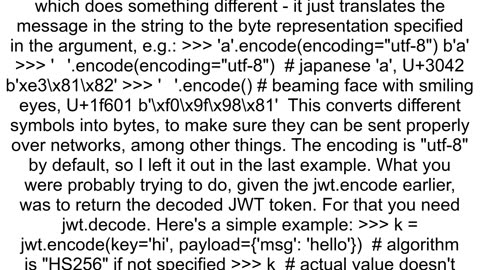 JWT decode AttributeError 39str39 object has no attribute 39decode39