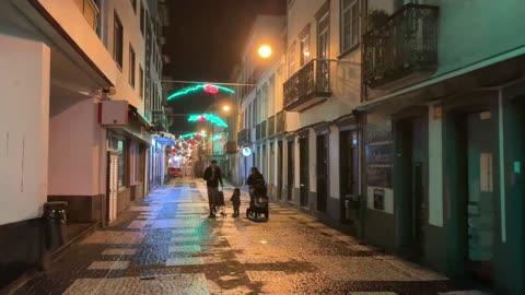 Ponta Delgada Walk on windy Wednesday Evening, Azores Sao Miguel Portugal - 10.01.2024 #IRL