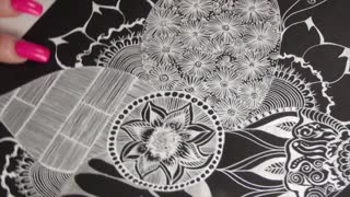 Ying Yang Black and White Flower drawing start to finish.