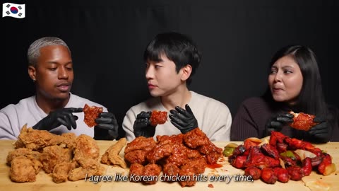 [AMERICA vs INDIA vs KOREA] People Try Each Other's Chicken!! FRIED, SPICY, TANDOORI