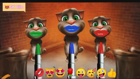 lipstick colur taking cat tom funny video