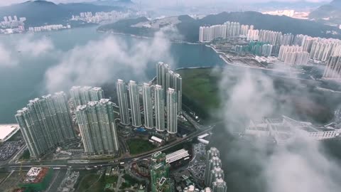 Drone in clouds with City view _ Free stock footage _ Free HD Videos - no copyright
