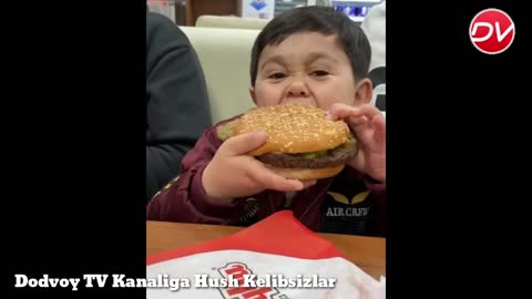 Mini Khabib eating