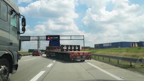Truck Uses Two Lanes at Once