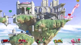 Ike vs Roy vs Snake and Link vs Little Mac on Temple (Super Smash Bros Ultimate)