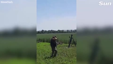 Ukrainian soldiers launch multiple mortar missiles toward targets