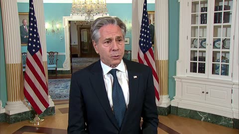 Secretary of State Antony Blinken answers press questions at State Department (