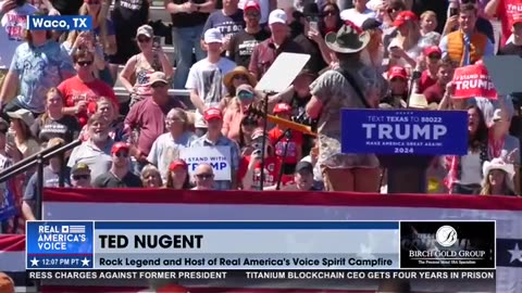 Ted Nugent kicks off the Trump rally in Waco by calling Zelenskyy a "homosexual weirdo" to cheers