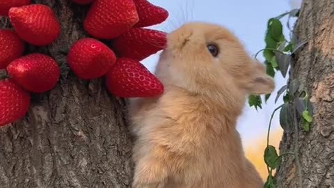 brownie eating red berry