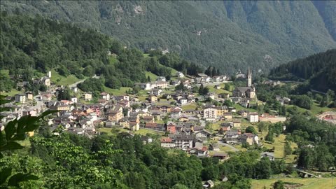 panorama of old town in the italian alps