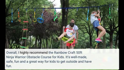 Read Compete Review: Rainbow Craft 50ft Ninja Warrior Obstacle Course for Kids - Ninja Warrior...
