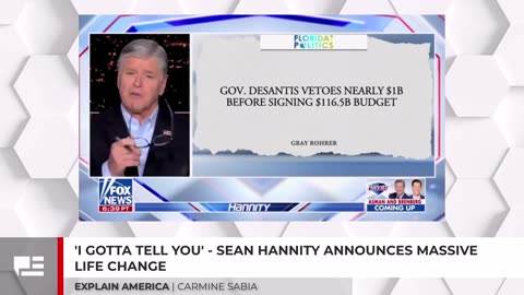 'I Gotta Tell You' - Sean Hannity Announces Massive Life Change.