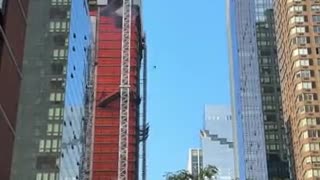 Crane in Manhattan, New York City, caught fire and subsequently collapsed