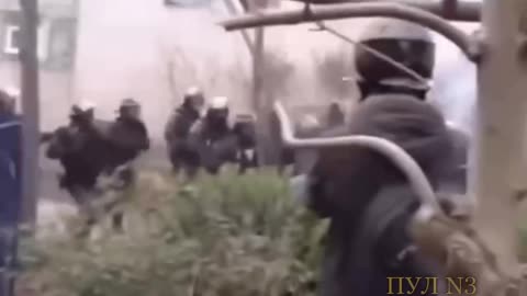Firefighters vs riot police in France
