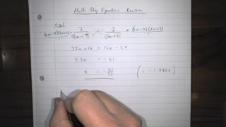 Algebra 03 - Multi-Step Equations Revision