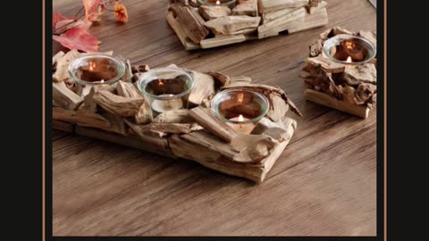 Handmade Wooden Candle Holder Home Decoration