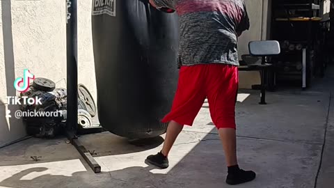 500 Pound Punching Bag Workout Part 53. Throwing Power Punches!