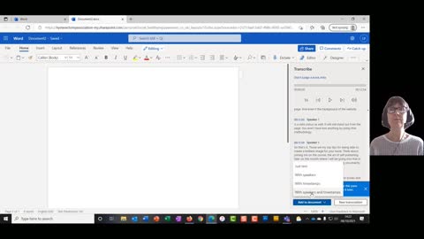 Creating an audio transcription in Word Online