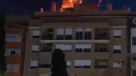5G tower on fire in Spain