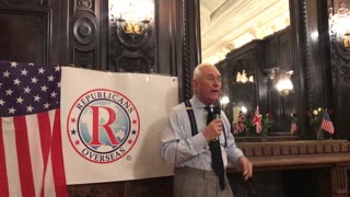 Roger Stone giving a speech to the Republicans Overseas