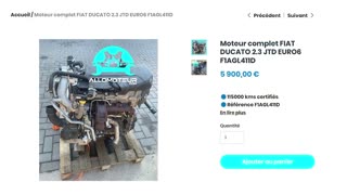 Moteur complet FIAT DUCATO 2.3 JTD EURO6 F1AGL411D