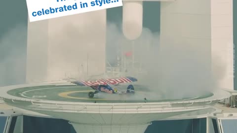 RED BULL PLANE LANDED ON BURJ AL ARAB ONLY 7STAR HOTEL IN THE WORLD