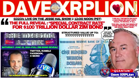 Dave XRPLion GOD'S GREATEST REVEAL EVER - $100T ZIM BOND Special CONTRAT PRICE MUST WATCH TRUMP News