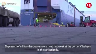 A ship filled with US military equipment REACHES EUROPE