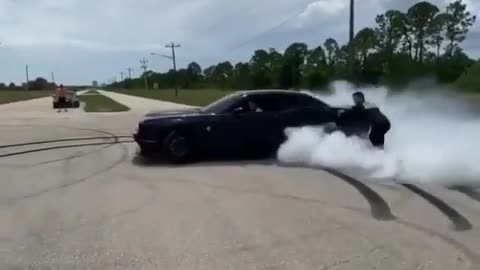 Angry dodge challenger burnout