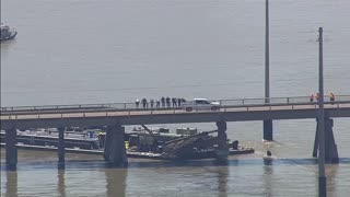 The Pelican Island Bridge is shut down to traffic after it was struck by a barge