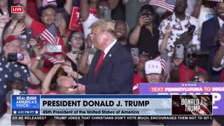 President Trump takes the stage in Philadelphia, PA