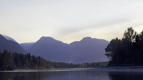 Sunset on remote area of Fraser River