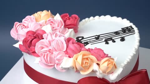Beautifully decorated heart-shaped cake tutorial | Beautiful Cake Decoration Collection | Page 16