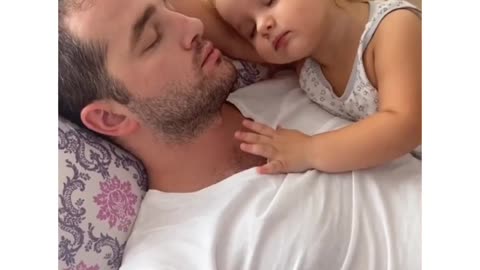 Cute little girl sleeping with daddy 💖