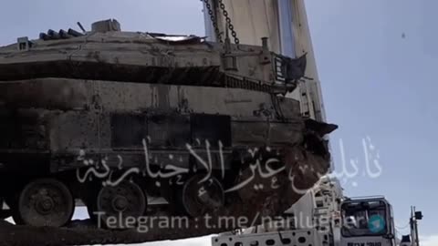 Removal of heavily damaged IDF Merkava tank - Israel Gaza Hamas War